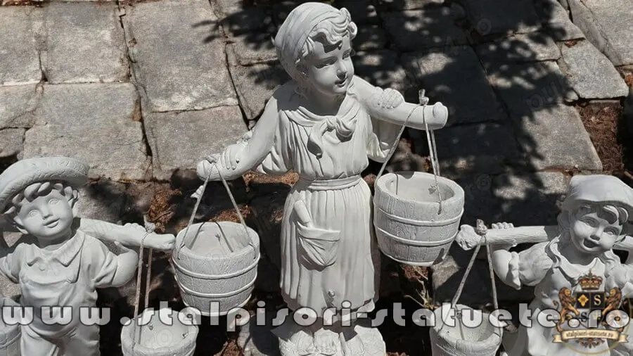 Set 3 statuete, alb marmorat, model S65.