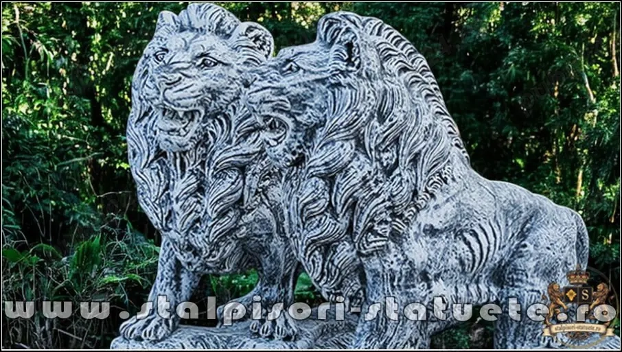 Set statuete lei gigant, gri antichizat, model S66.