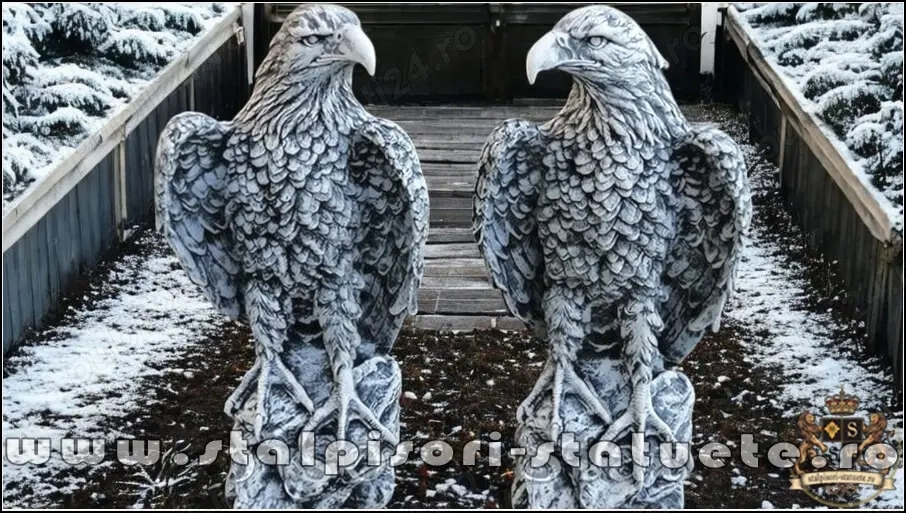 Statuete vulturi, acvile, șoimi, uliu, gri antichizat, model S82.