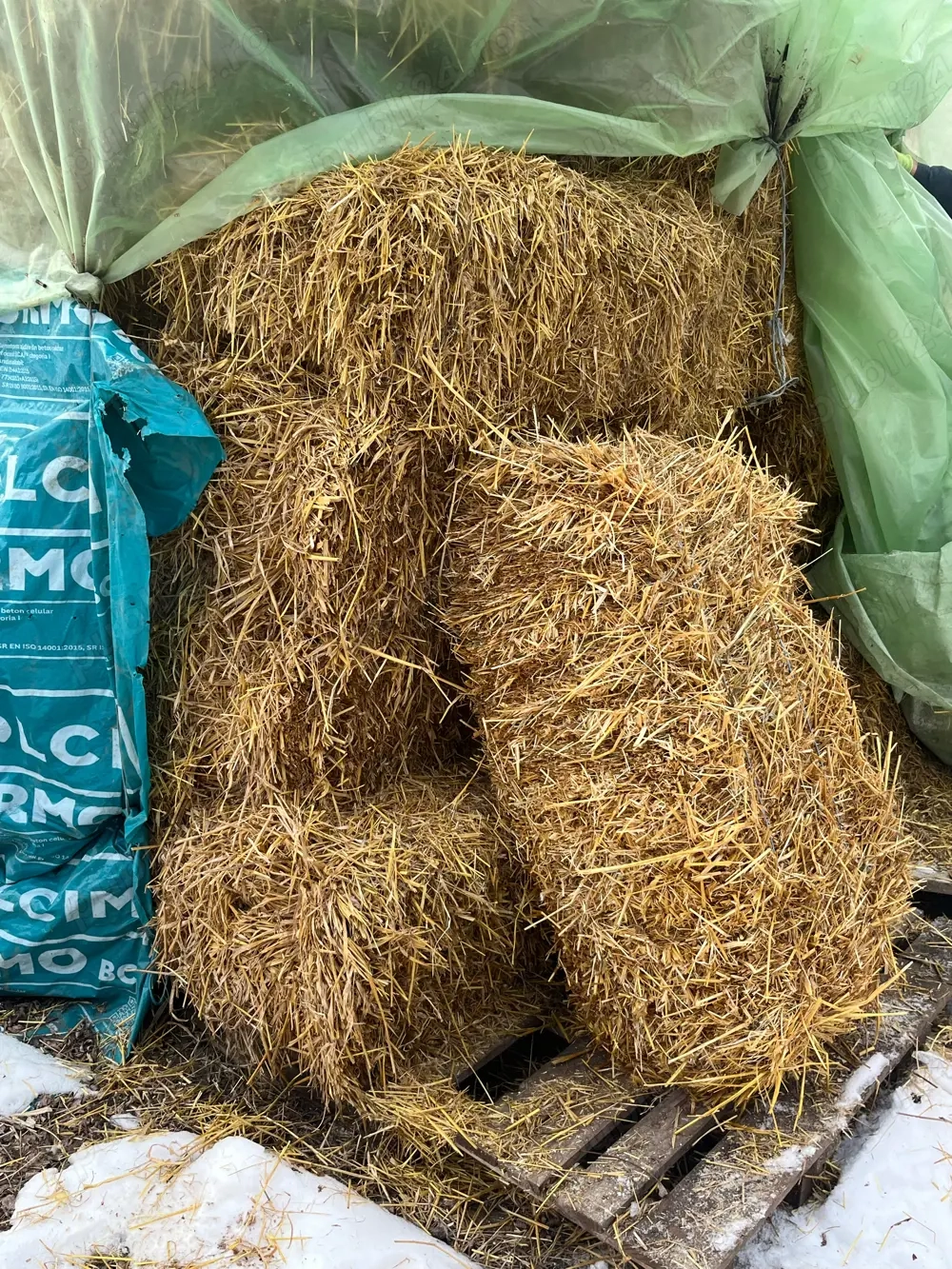 Baloți paie de ovăz și orzoaică cu iarbă pentru consum