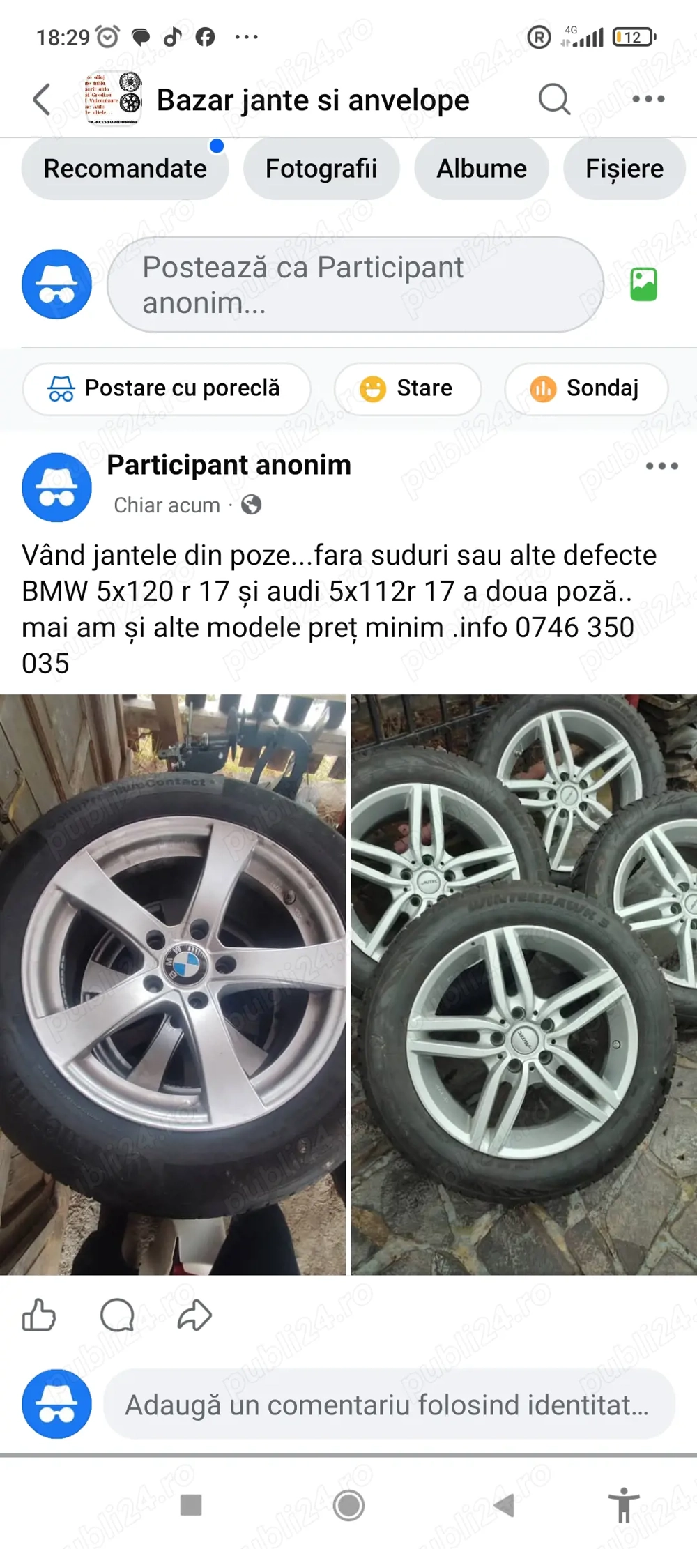 Vând jantele din poze BMW 5x120 și a doua poză audi.mercedes.wv 5x112 sau BMW modele după 2017 