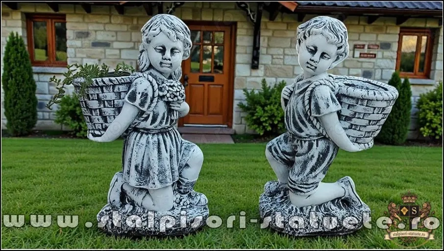 Set copii cu coșulețe, gri patinat, model S91.