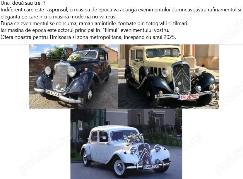 Masini de epoca de inchiriat pentru evenimente masini clasice filmare foto-video nunti filme reclame