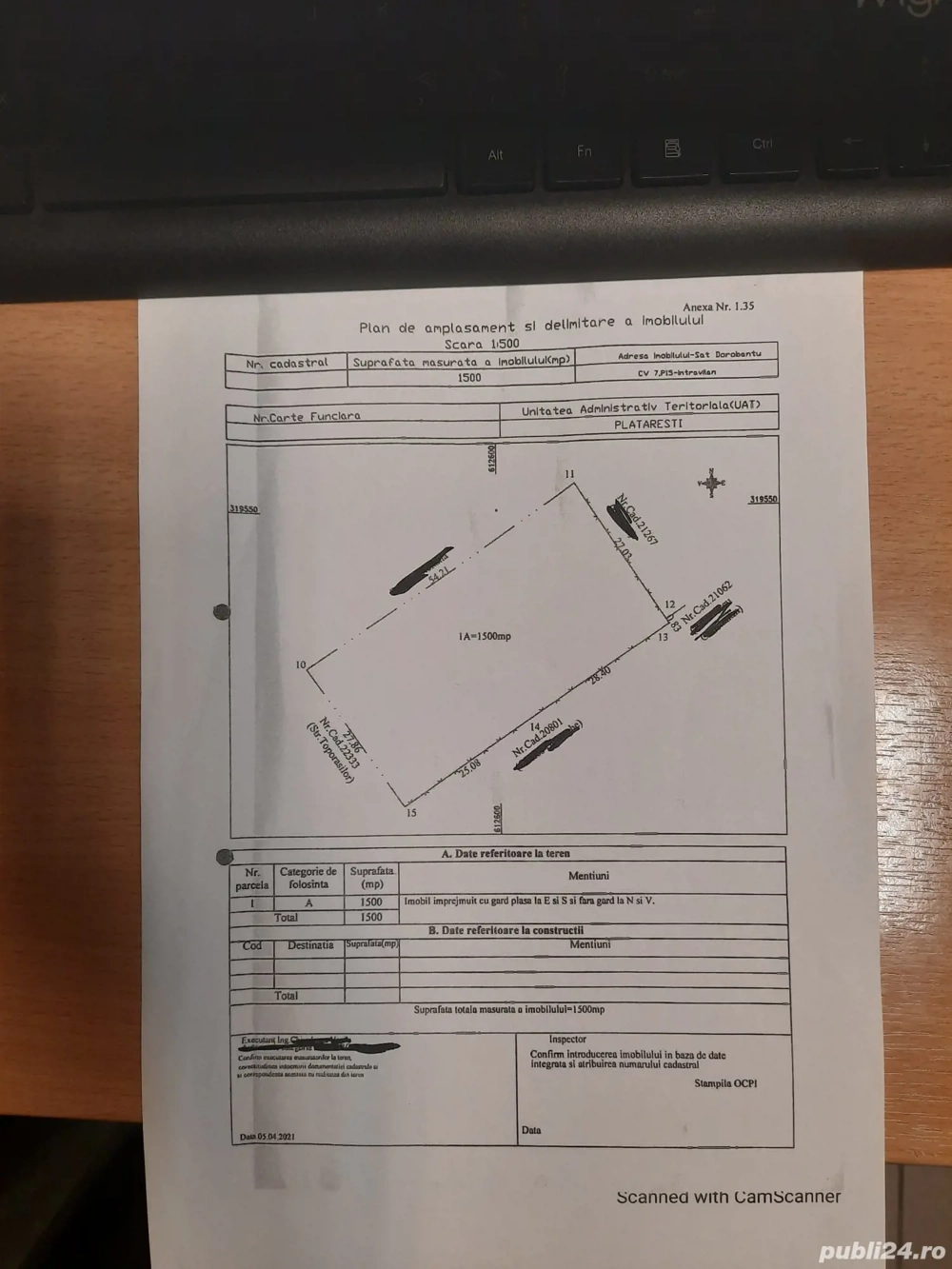 Teren intravilan Plataresti 1500 mp 20 km distanta de Bucuresti 