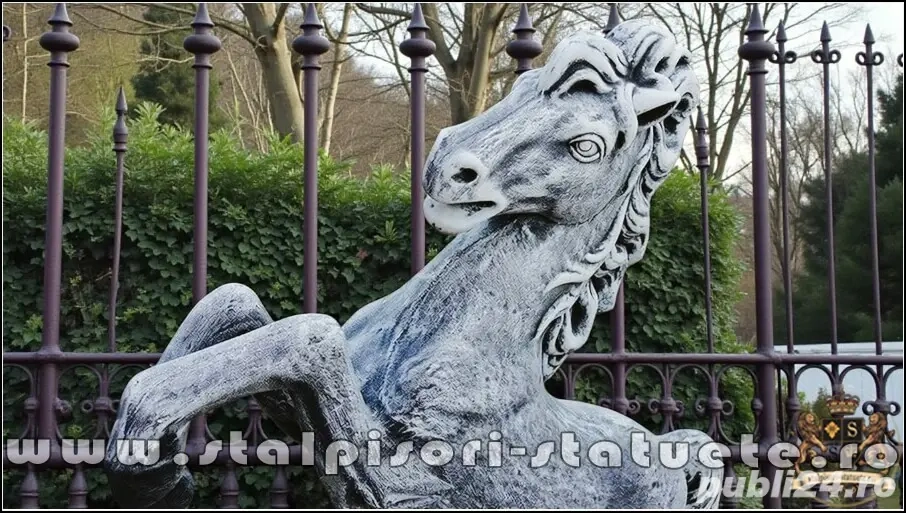 Statuetă căluț mediu, gri patinat, model S37.