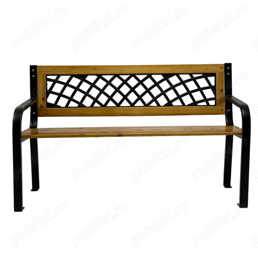 Bancă grădină LUNA lemn oțel PVC - 118x52x73 cm