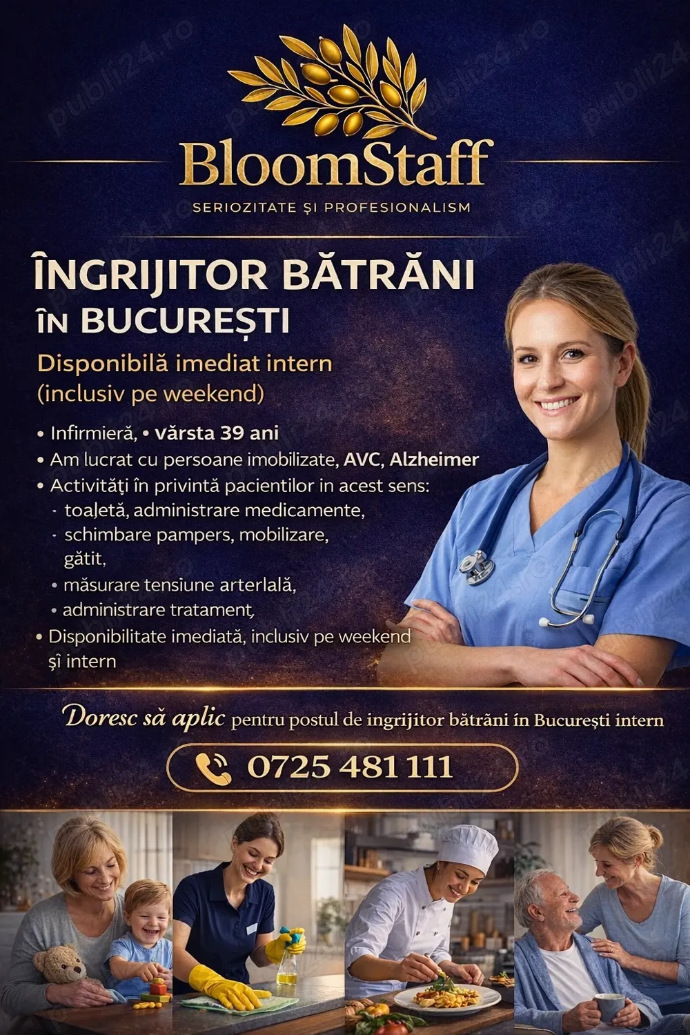 Disponibil imediat îngrijitor bătrâni 