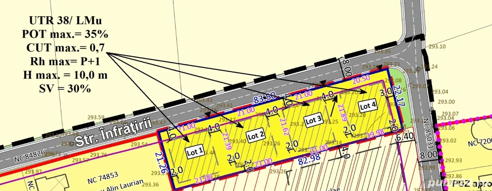 Terenuri intravilan de vanzare Priseaca, strada Infratirii