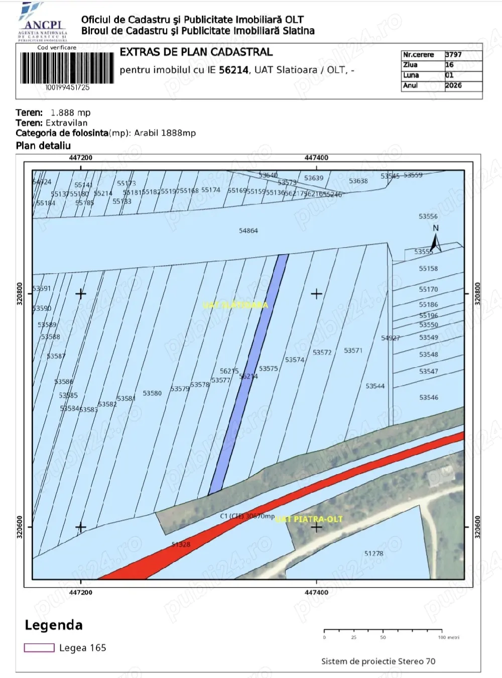 Teren agricol extravilan 1.888 mp   Slătioara, jud. Olt