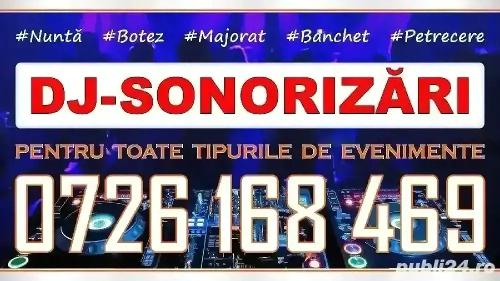 DJ - Sonorizari profesionale - pentru toate tipurile de evenimente + lumini + fum