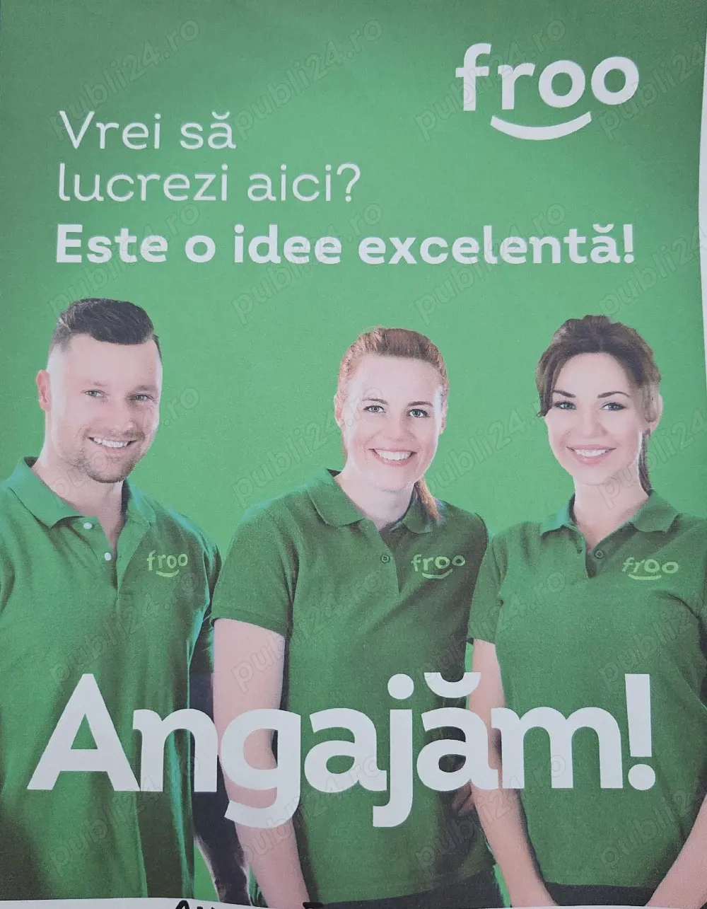 Angajăm lucrător comercial FROO Bd.1 Decembrie 1918 nr.37