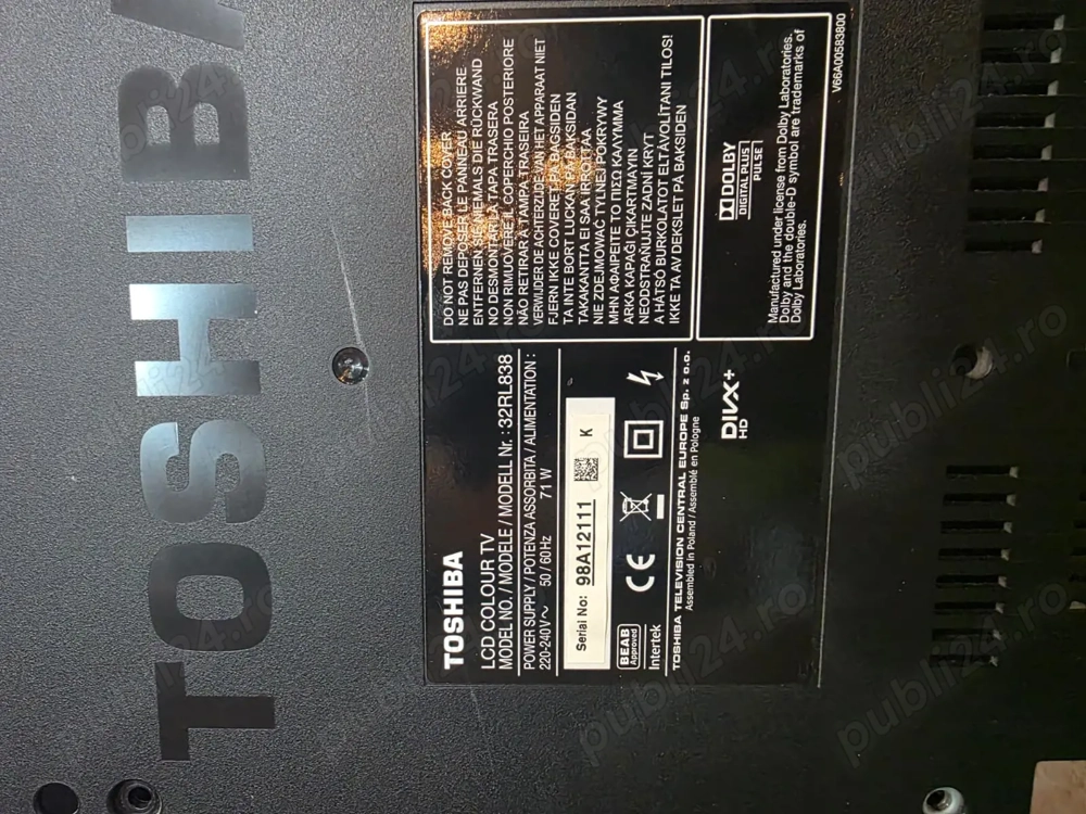 Dezmembrez de pe tv Toshiba 32rl838