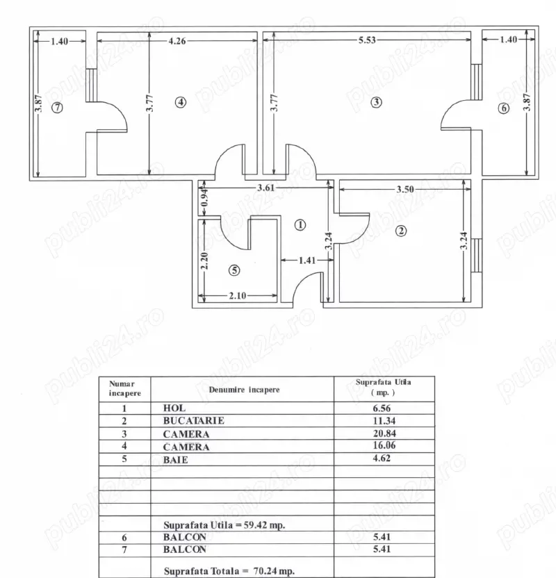 Vând apartament 2 camere, 2 balcoane   Babadag