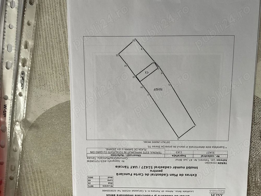 Vând loc de casă cu autorizați de construire în Totoreni, nr 47, com. Tarcaia Bihor
