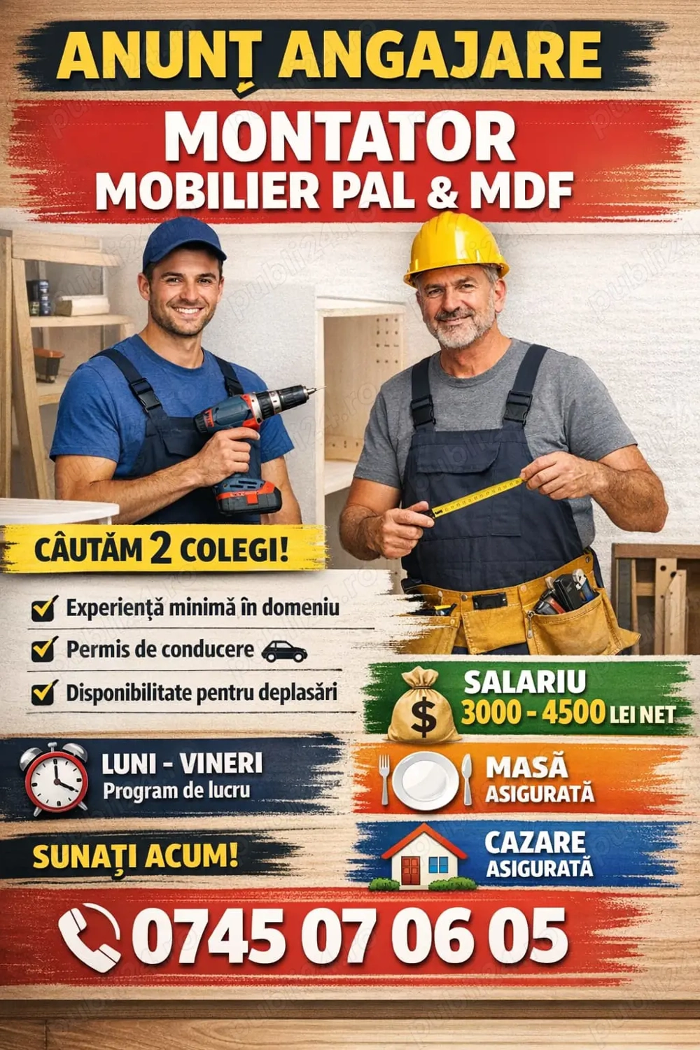 MONTATOR mobilier pal si mdf