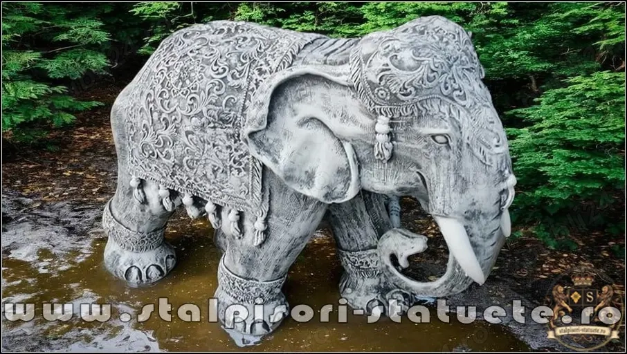 Statuetă elefant mare, gri patinat, model S54.