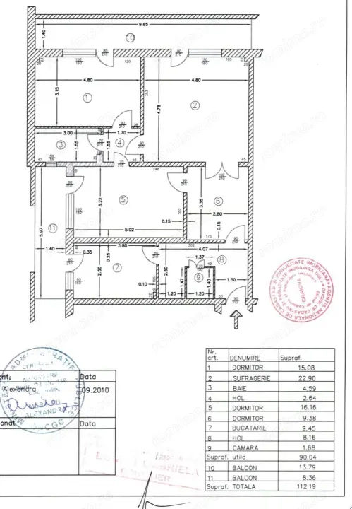 Apartament 3 camere, 90.04 mp, zona Centru