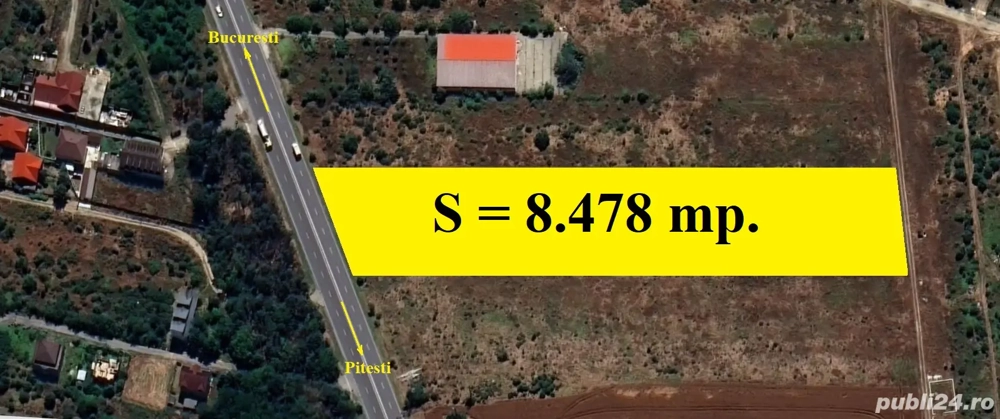 Tartasesti - Dambovita, 8478 mp. teren intravilan cu deschidere de 33 m. la DN7