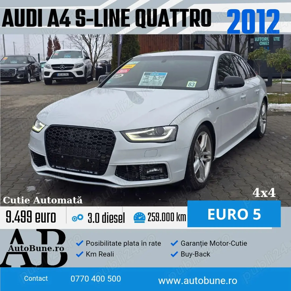 Audi A4 S-Line Quattro 3.0 Diesel 245 CP