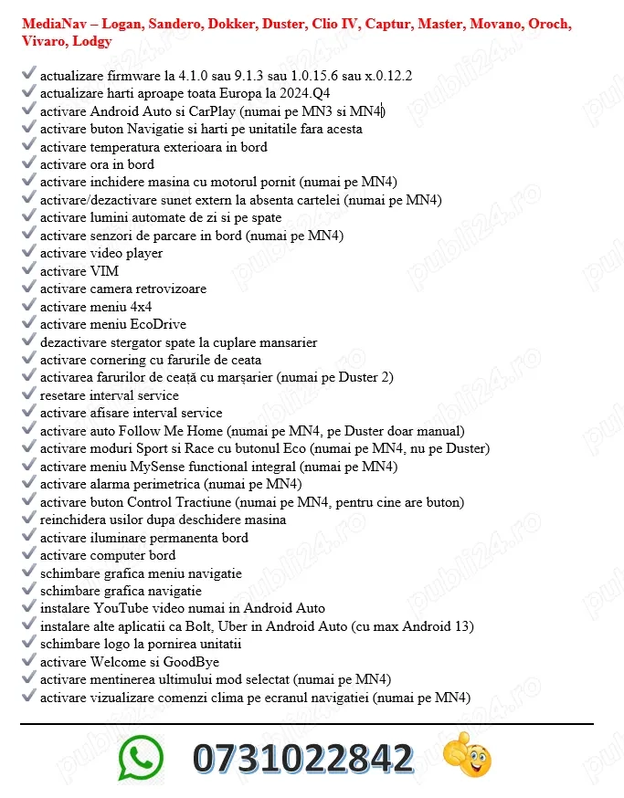  Activari Functii/Actualizare MediaNav