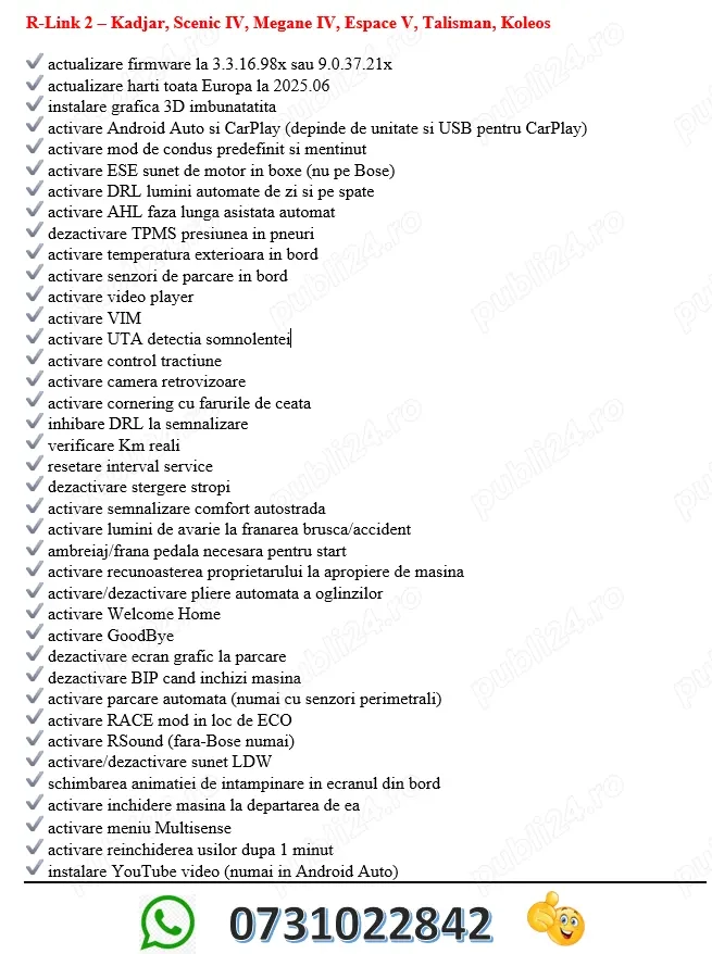 Activari Functii/Actualizare R-Link