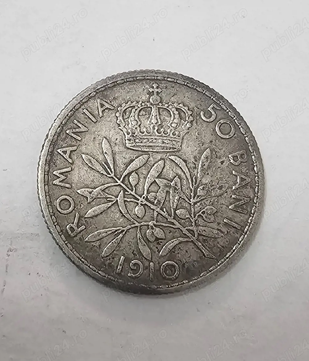 Monedă argint 50 bani 1910 Carol I