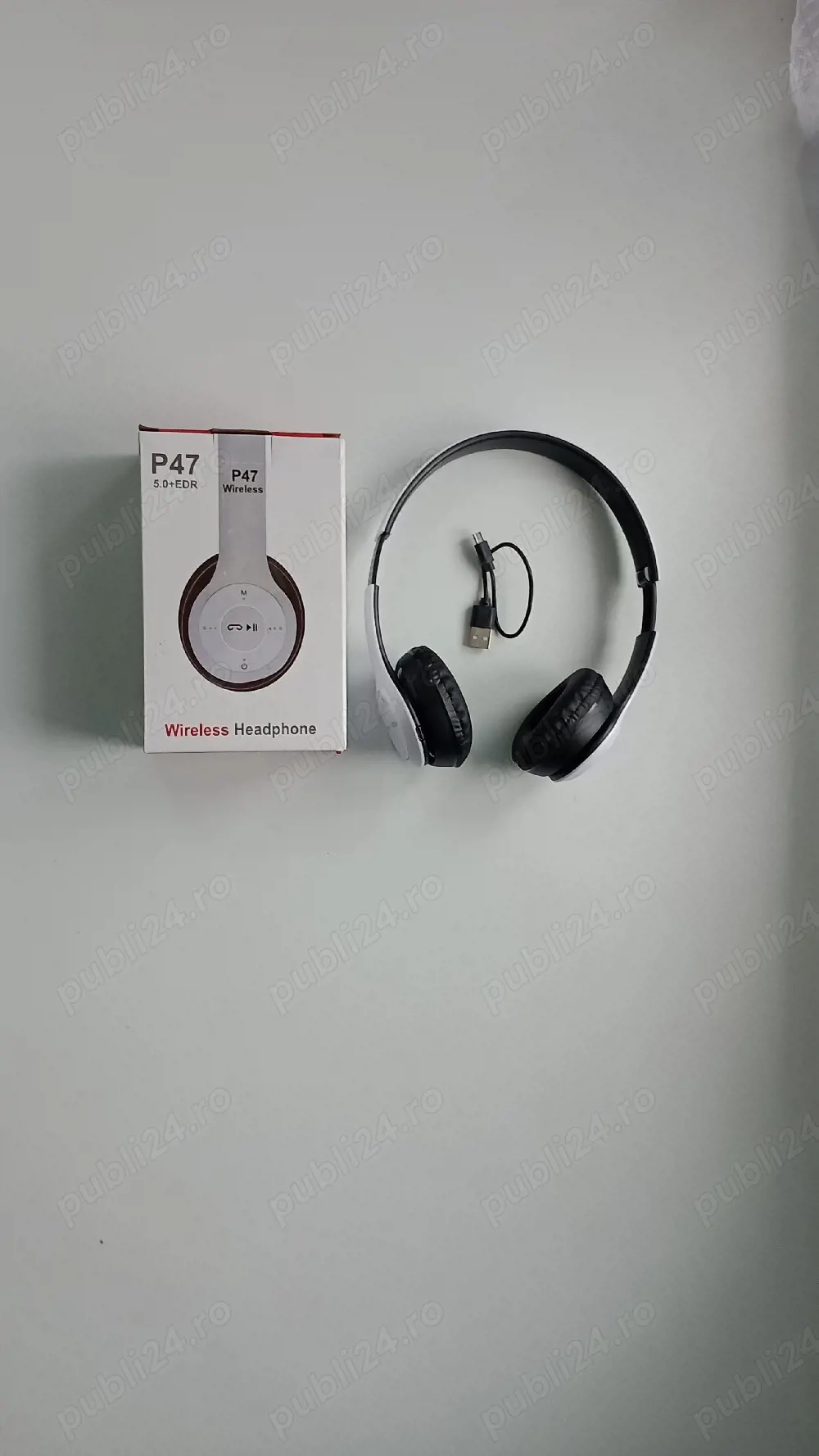 Căști Wireless P47 Bluetooth   Noi, cu cablu USB, cutie originală