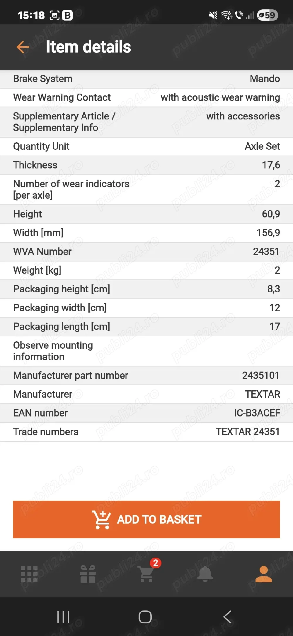 Placute Frana Textar puntea fata+ spate Santa fe 2