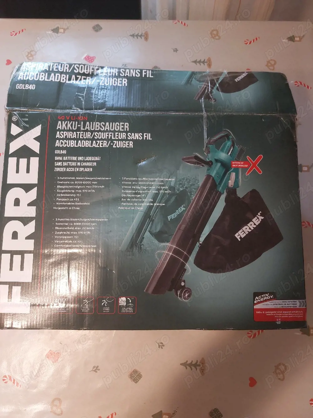 Suflanta  aspirator frunze  FERREX   cu baterie