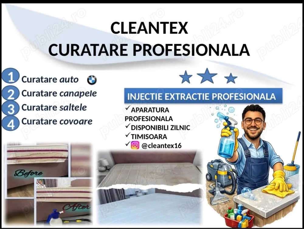 Servicii de curatate canapele,saltele, interioare auto