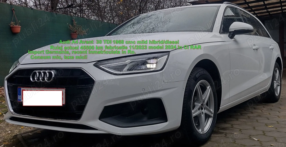 Audi A4 Avant TDI 1968 cmc S tronic MHEV mild hibrid diesel 45581 km  model '24 inmatriculat recent.