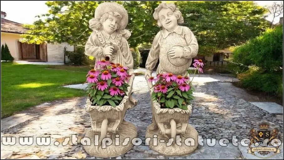 Set grădinari cu roabe, galben antichizat, model J6, J7.