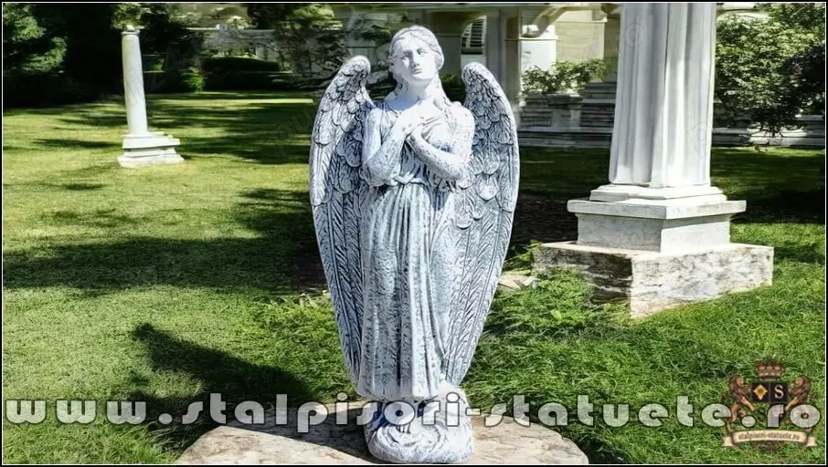 Statuetă îngeraș mare, gri patinat, model S20.