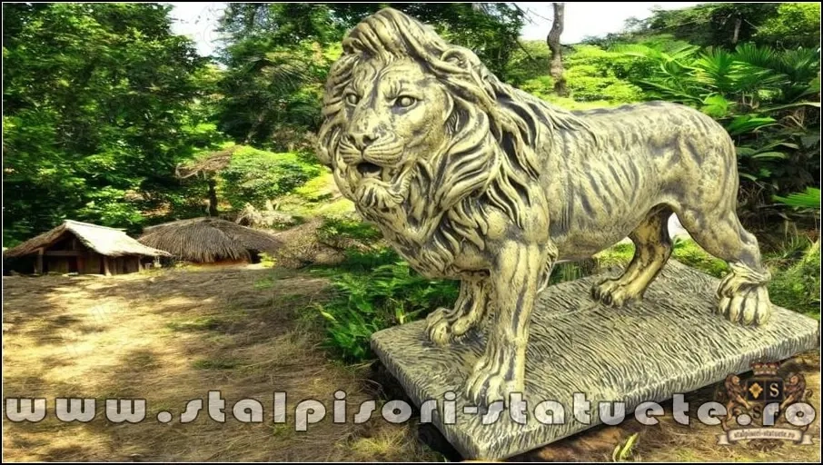 Statuetă leu mare, auriu antichizat, model S33.