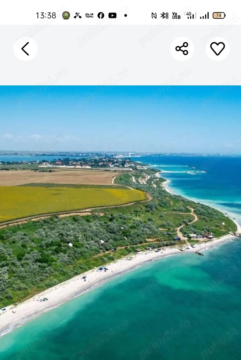  Proprietari vindem teren  pe faleza marii 10 hectare extravilan 18$ mp la plaja Farului Tuzla 