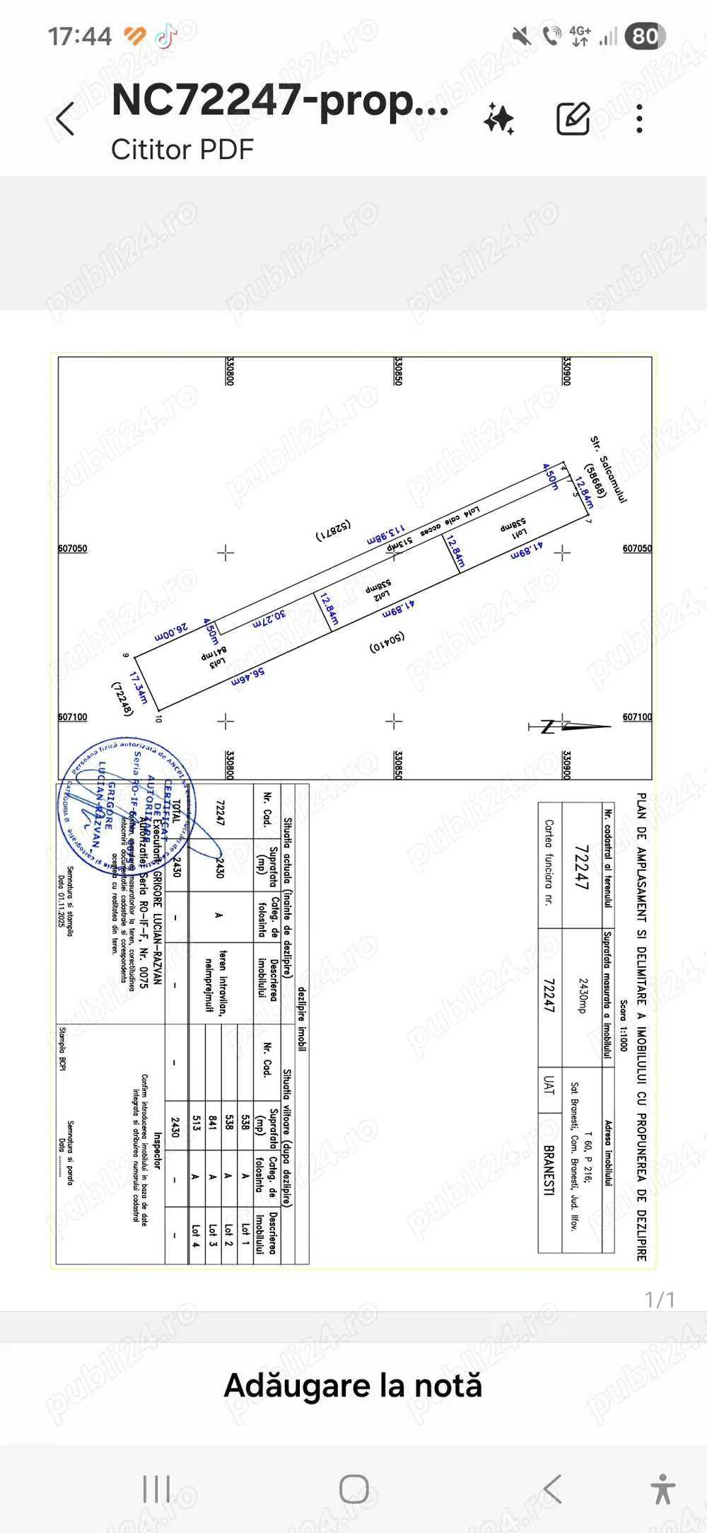 Branesti,Ilfov lot538mp si841 cu utilități 
