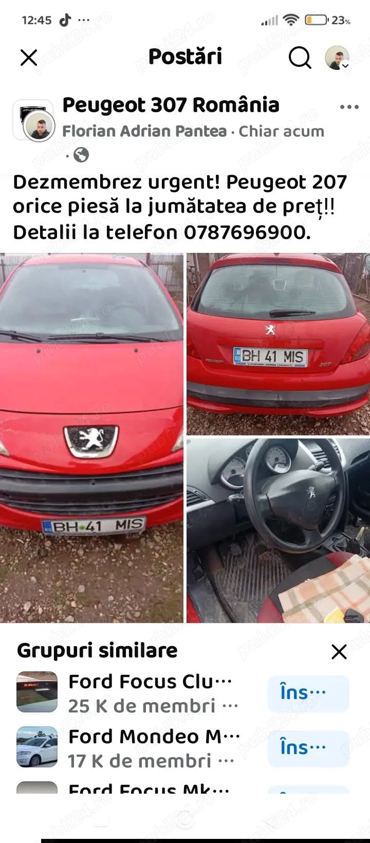 dezmembrez urgent Peugeot 207