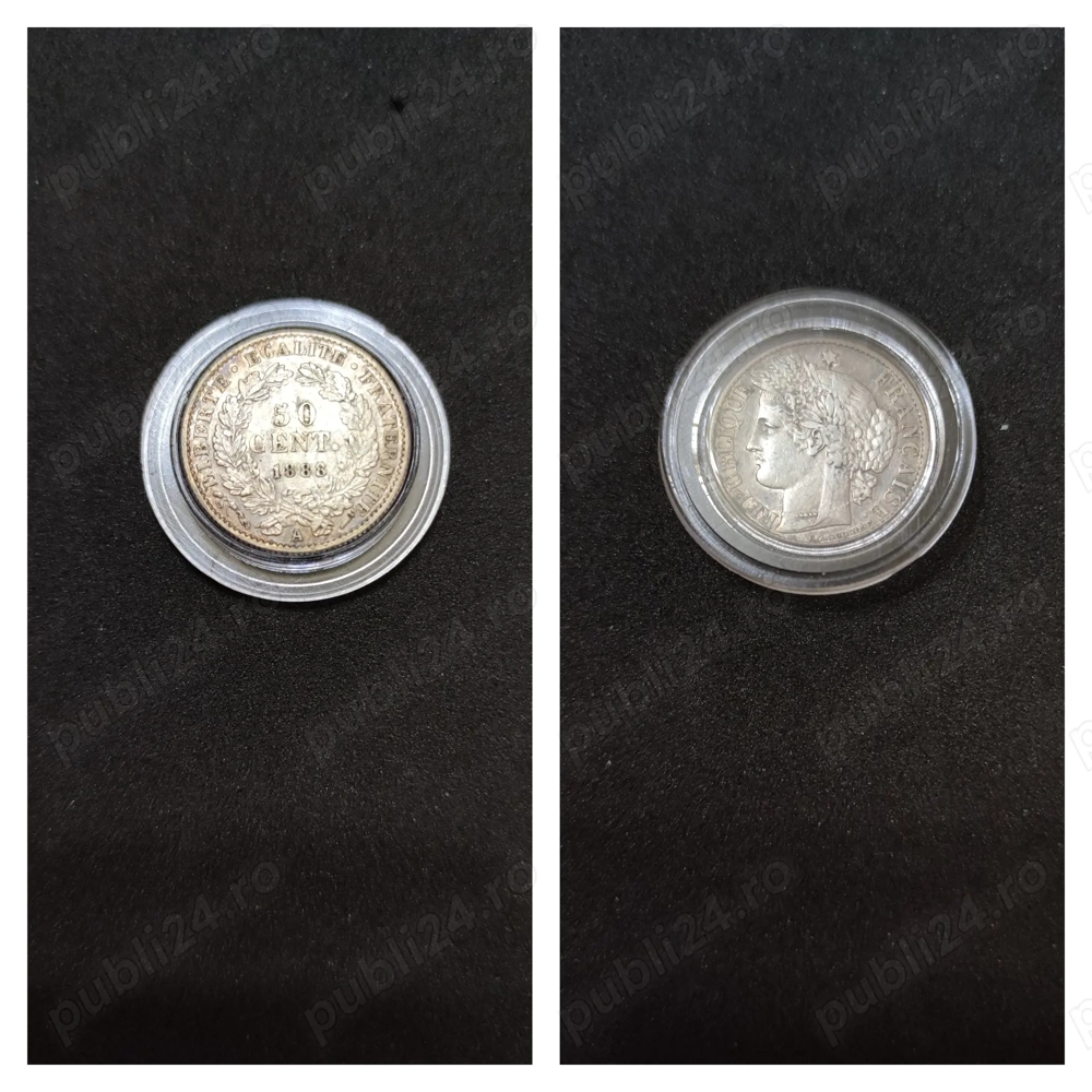 Moneda argint 50 Centimes, FRANTA, 1888