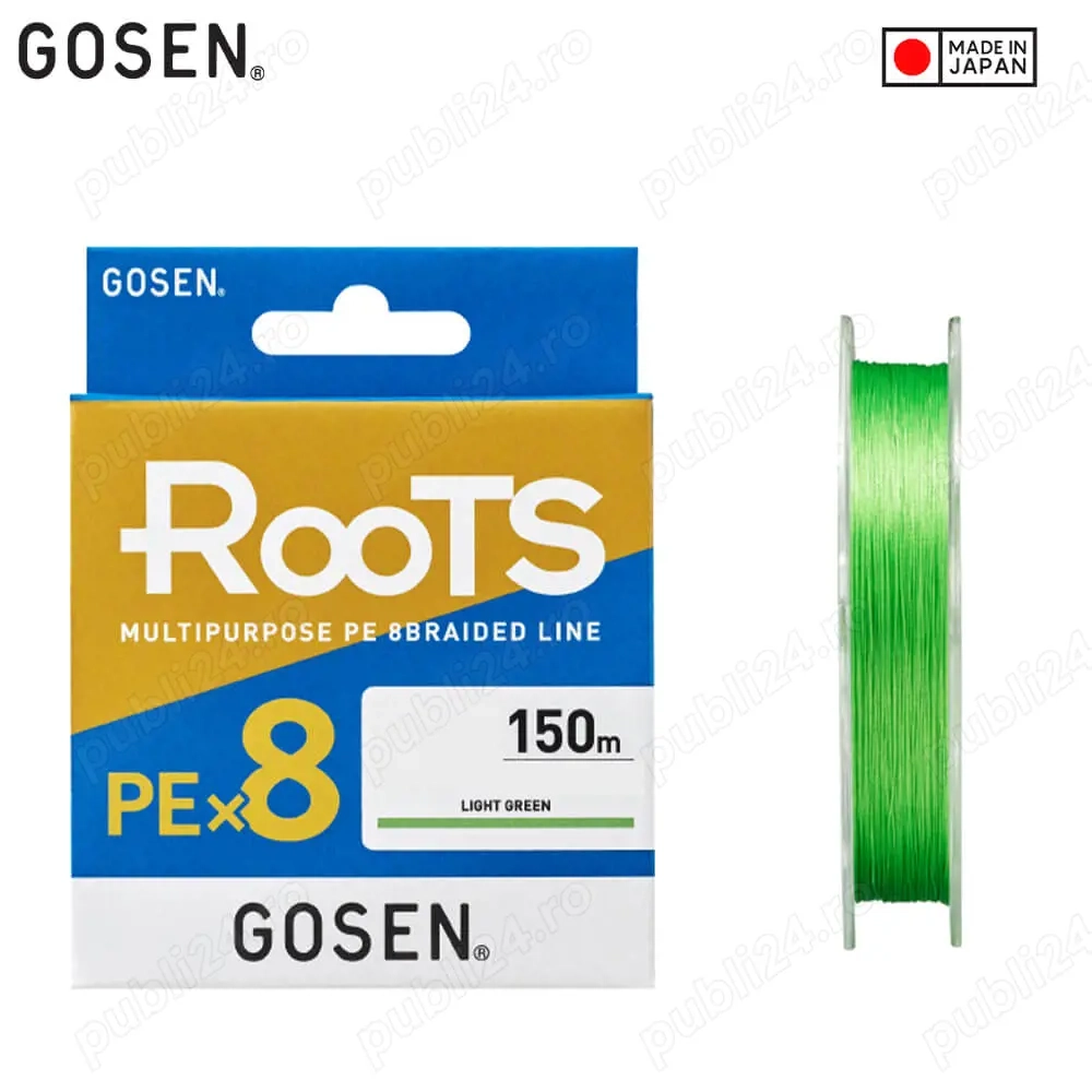 Fir Textil Gosen PE Roots X8 Light Green 150m 200m (0.132mm-0.242mm),fabricat in Japonia,pt spinning