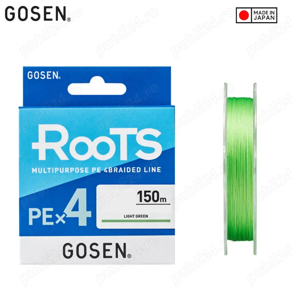 Fir Textil Gosen PE Roots X4 Light Green 150m 200m (0.132mm-0.242mm),fabricat in Japonia,pt.spinning