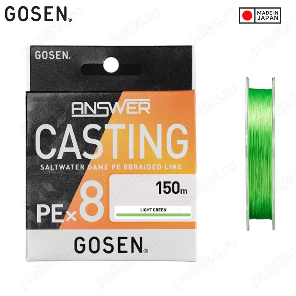 Fir Textil  Gosen Answer Casting PE X8 Light Green 150m 200m (0.13-0.24mm), fabricat in Japonia