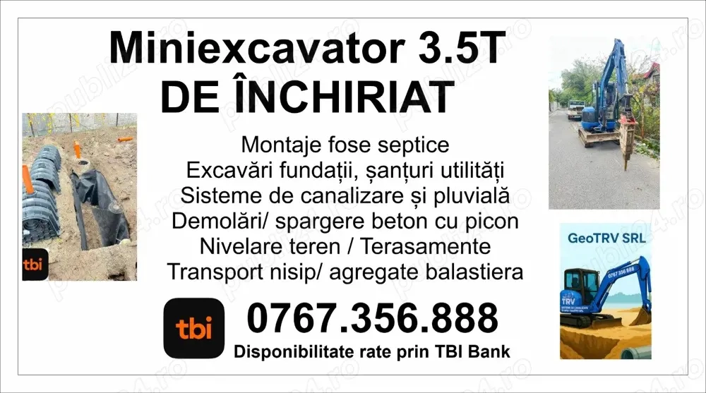 miniexcavator de închiriat 