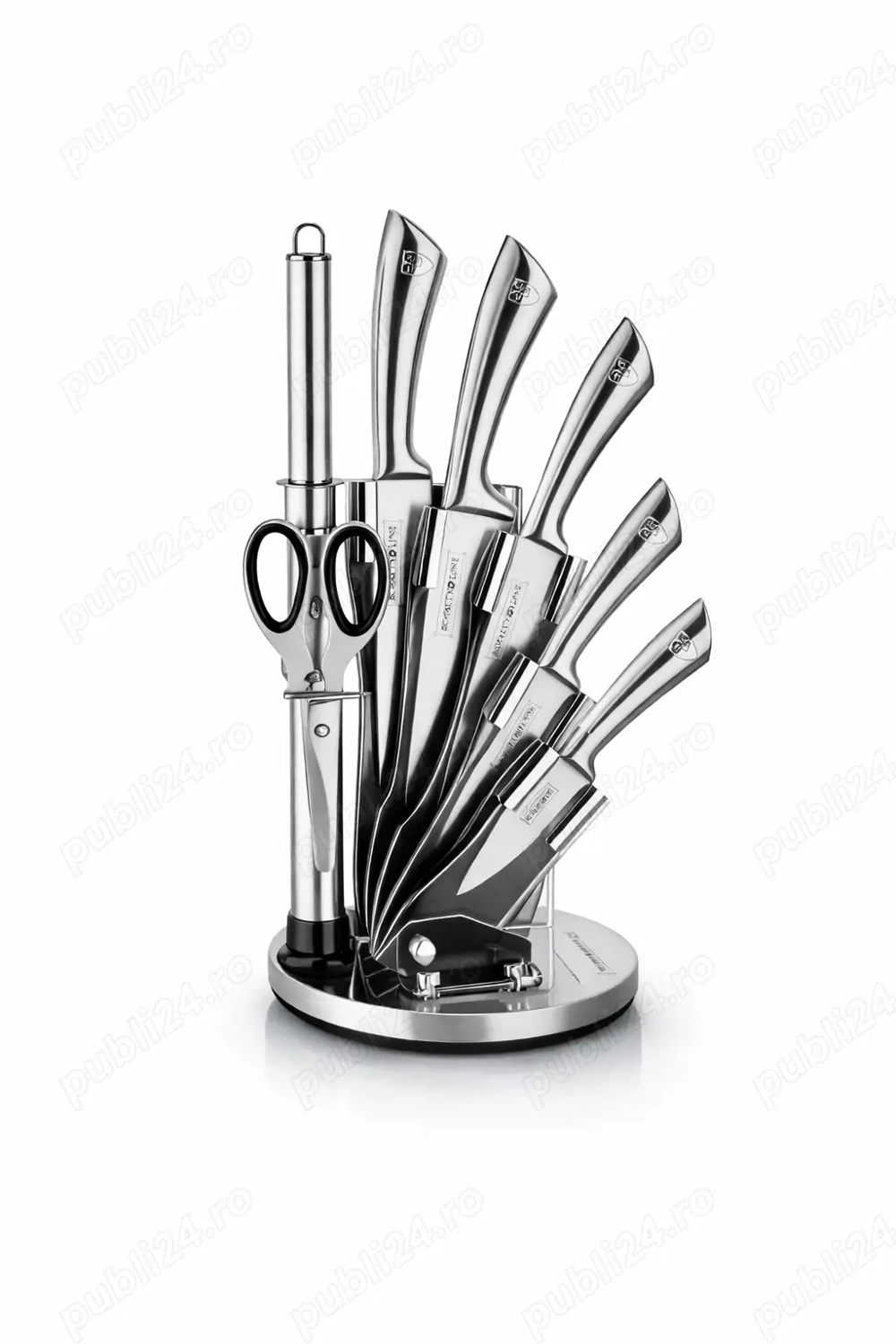 Set cutite bucatarie Royalty Line 8 piese cu suport rotativ