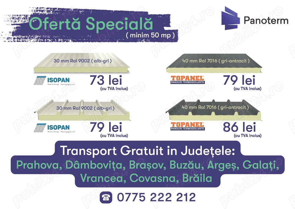 Panouri sandwich perete si acoperis la dimensiunile dorite - Preturi avantajoase 