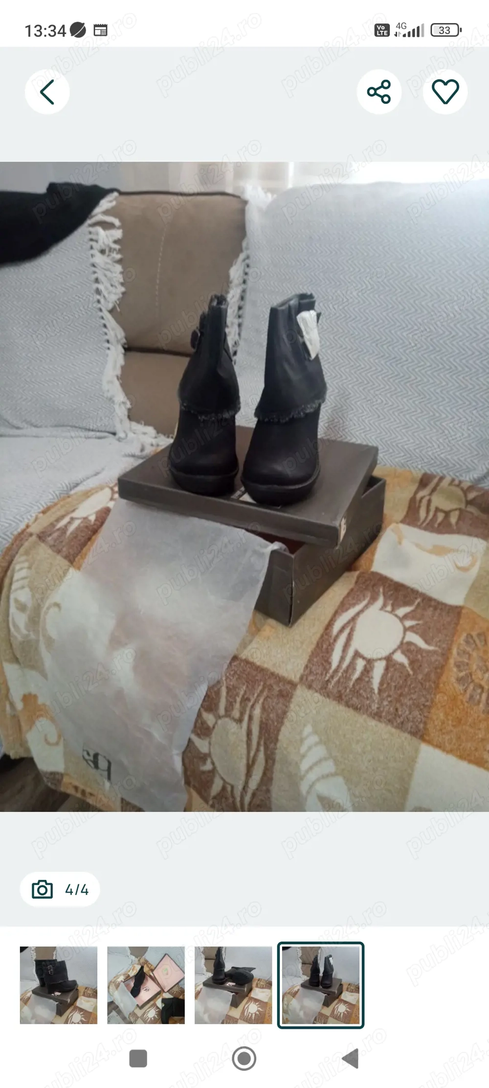 Vând ghete damă, noi, 39 Spania, piele întoarsă, îmblănite, talpă cauciuc, livrare gratuită în Bucur