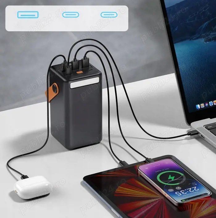 baterie externa 80000mA 65w powerbank super fast charge pt laptop telefon tableta etc , noi sigilate