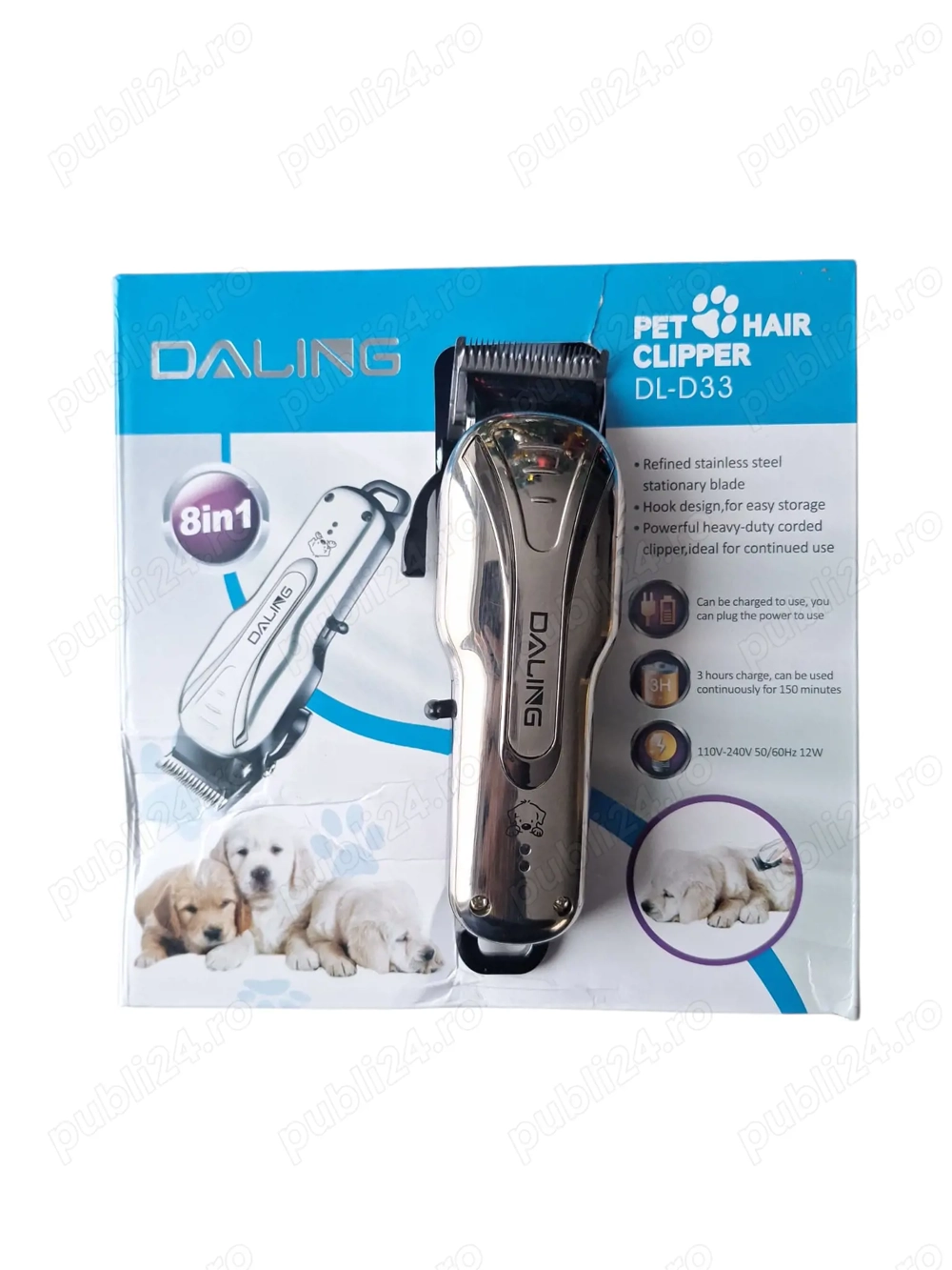 Aparat de tuns câini oi pisici lamă inox, pachet complet tuns animale eficient acasă sau profesional