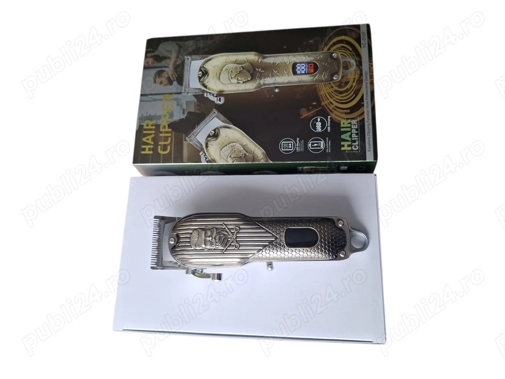 Mașină de tuns profesională cu afișaj LED, USB, lame oțel   kit complet