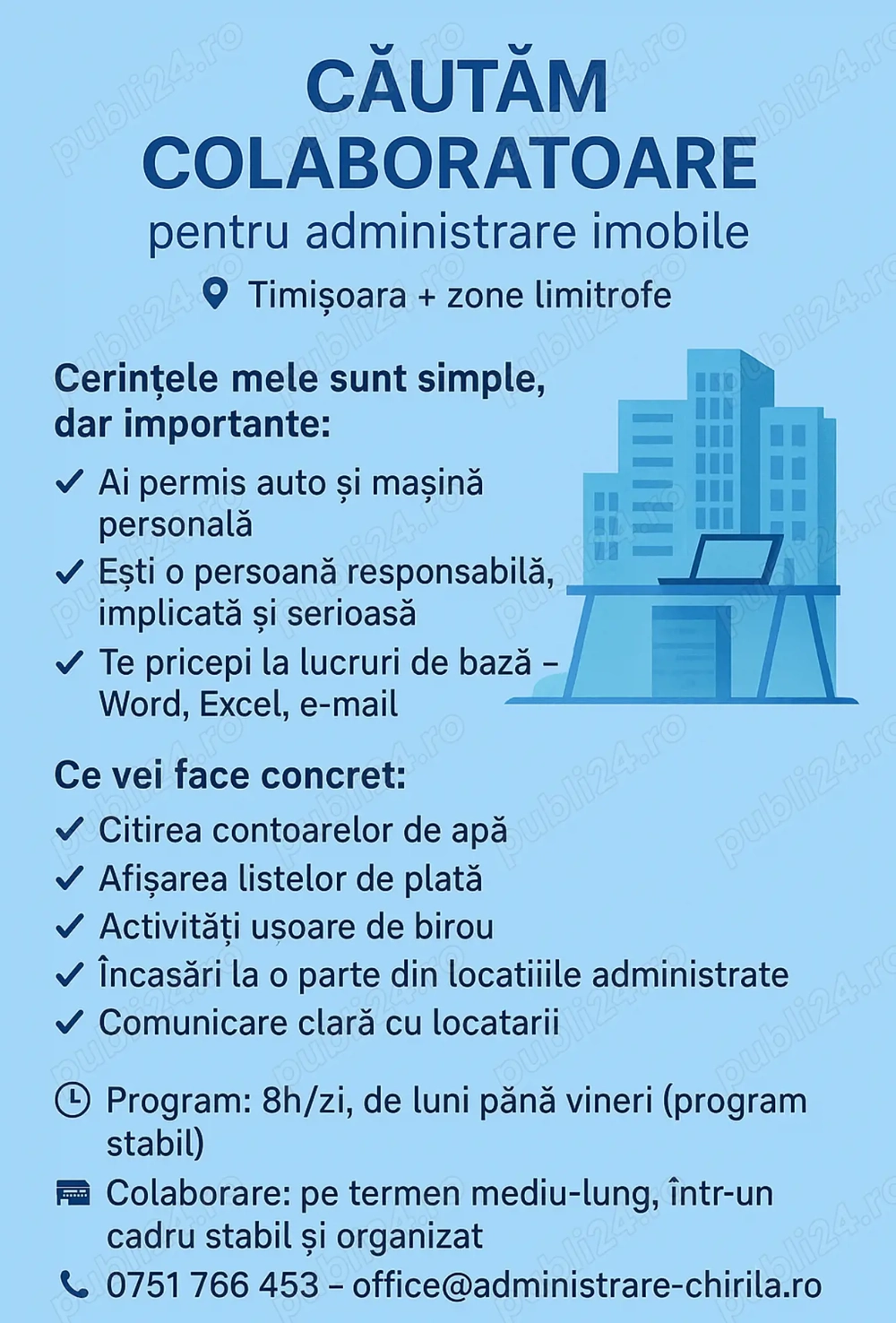 Angajăm asistent manager - administrare imobile 