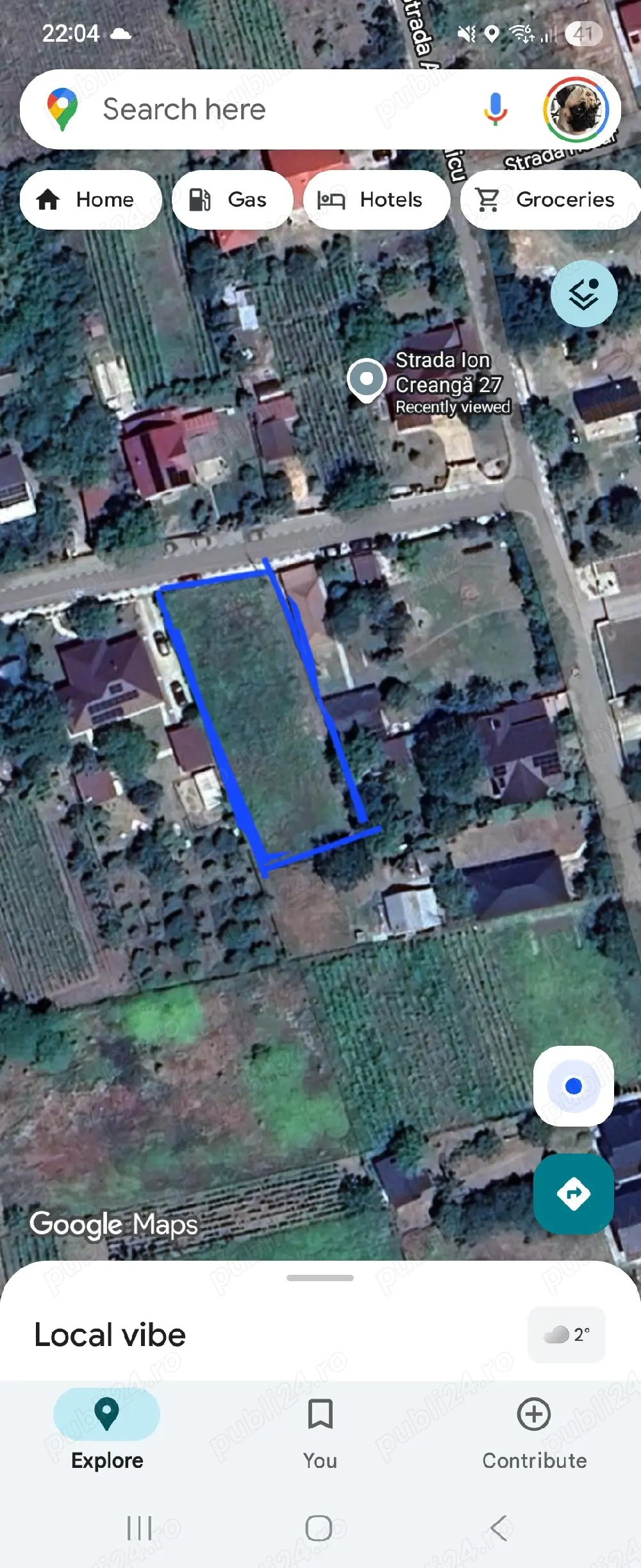 Aroneanu-Teren central intravilan 1000mp